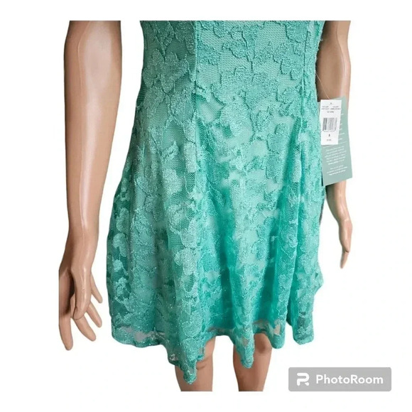 B.Smart Size 5 Mint Green Lace Overllay Fit Short Formal Evening Prom Dress - Picture 15 of 16